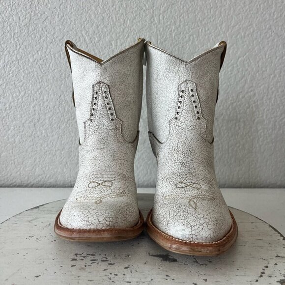 Rod Patrick Womens Cowboy Booties 8.5 A White Cowgirl Western Short Ankle Boots - Picture 5 of 12